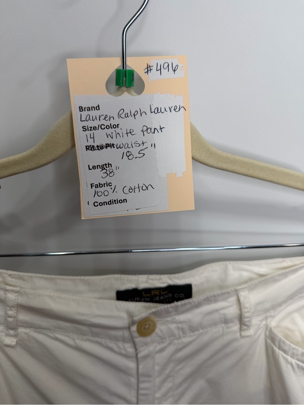 Lauren Ralph Lauren White Cotton Straight Leg Pants Size 14 - Picture 12 of 12